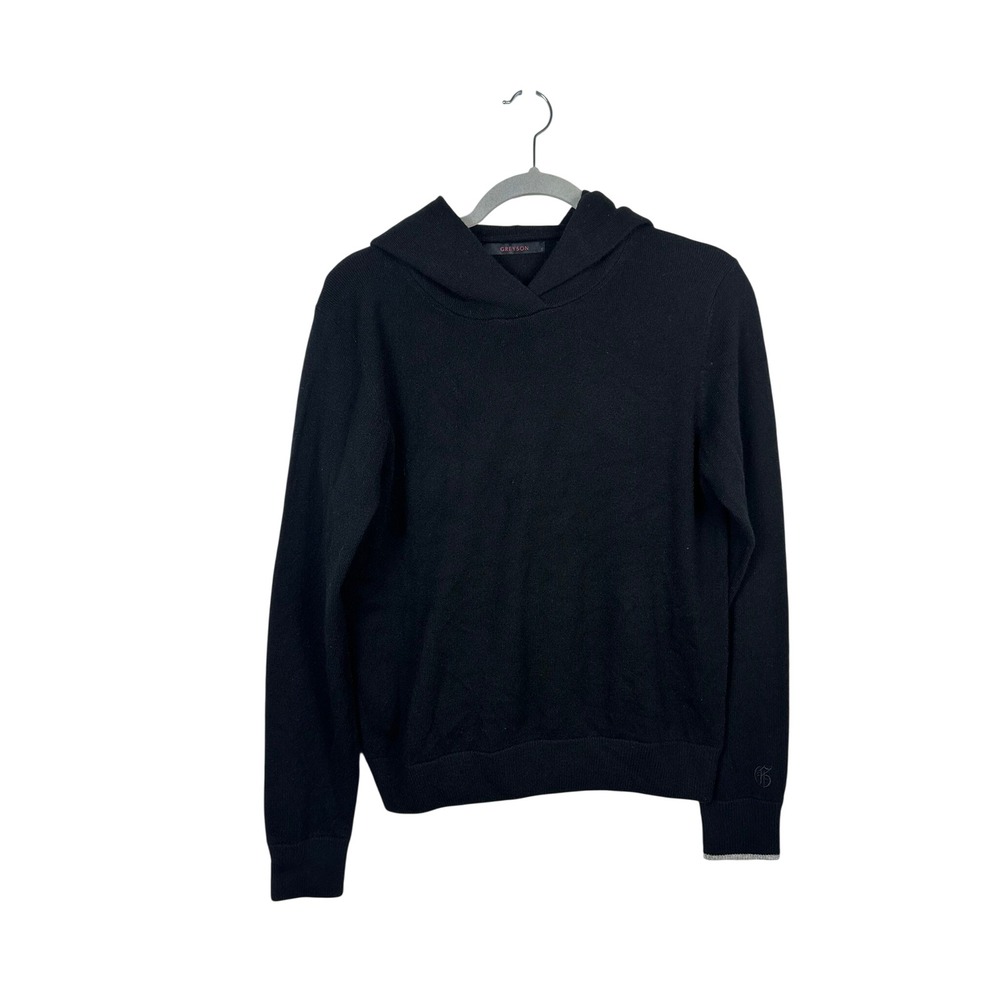 Greyson Knit Hoodie Men Small Black Excellent Wool Cashmere Blend Luxury Sport
